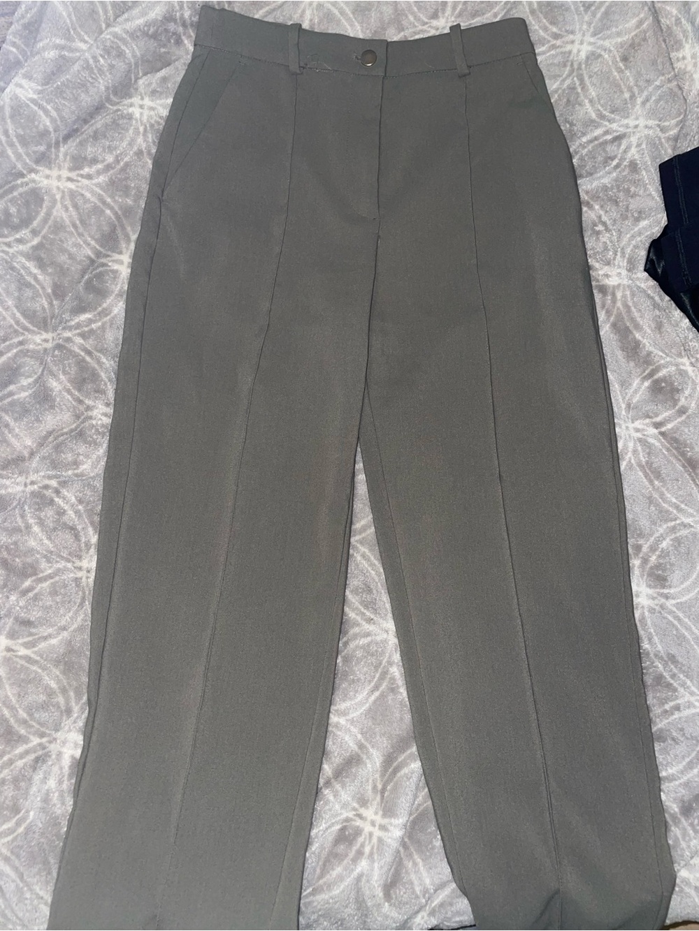 H&M Gray High-Rise Tailored Trousers
